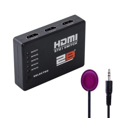 2B HDMI Switch 5 to 1 With Remote Control, Can Run 5 HDMI Devices in One Port