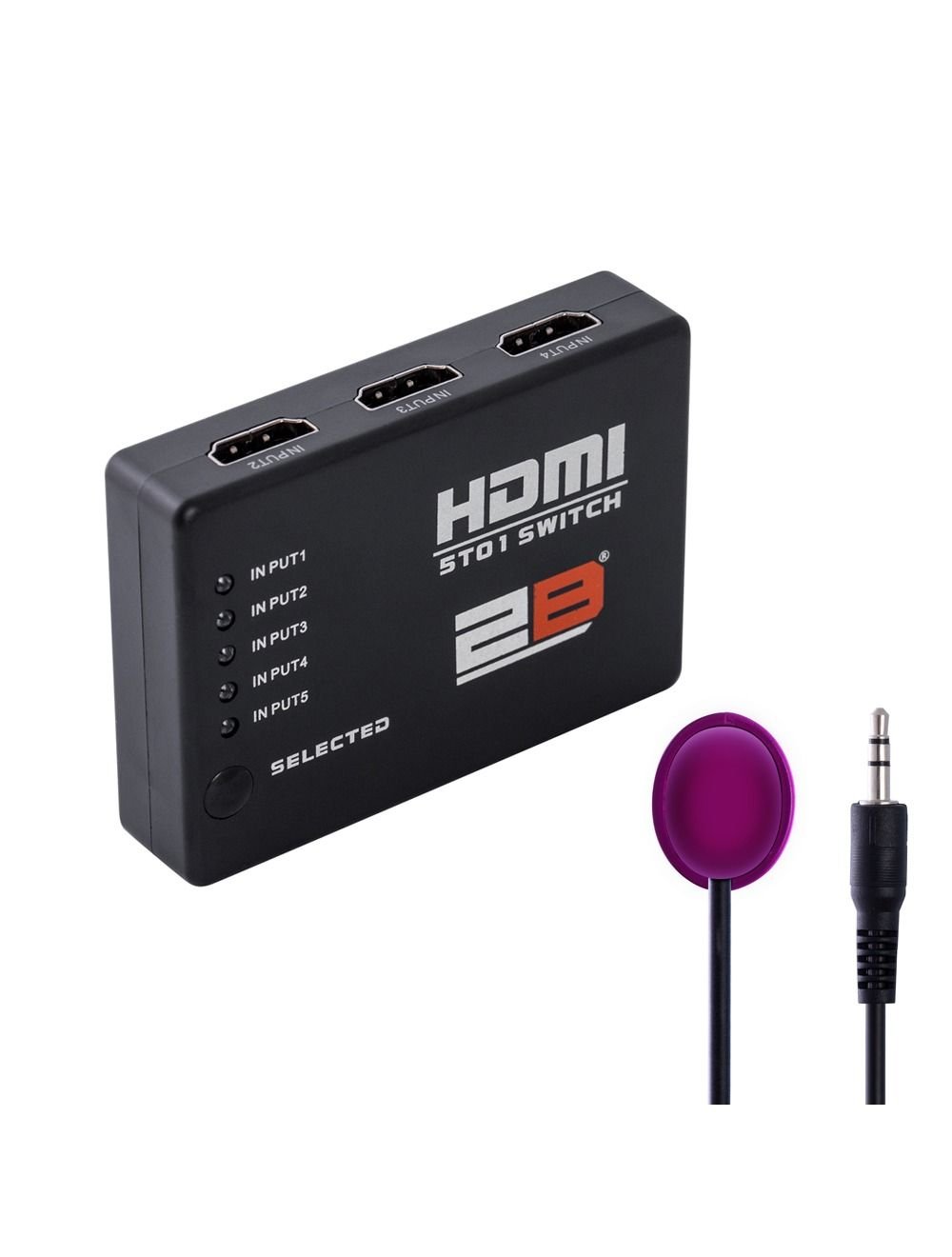 2B HDMI Switch 5 to 1 With Remote Control, Can Run 5 HDMI Devices in One Port
